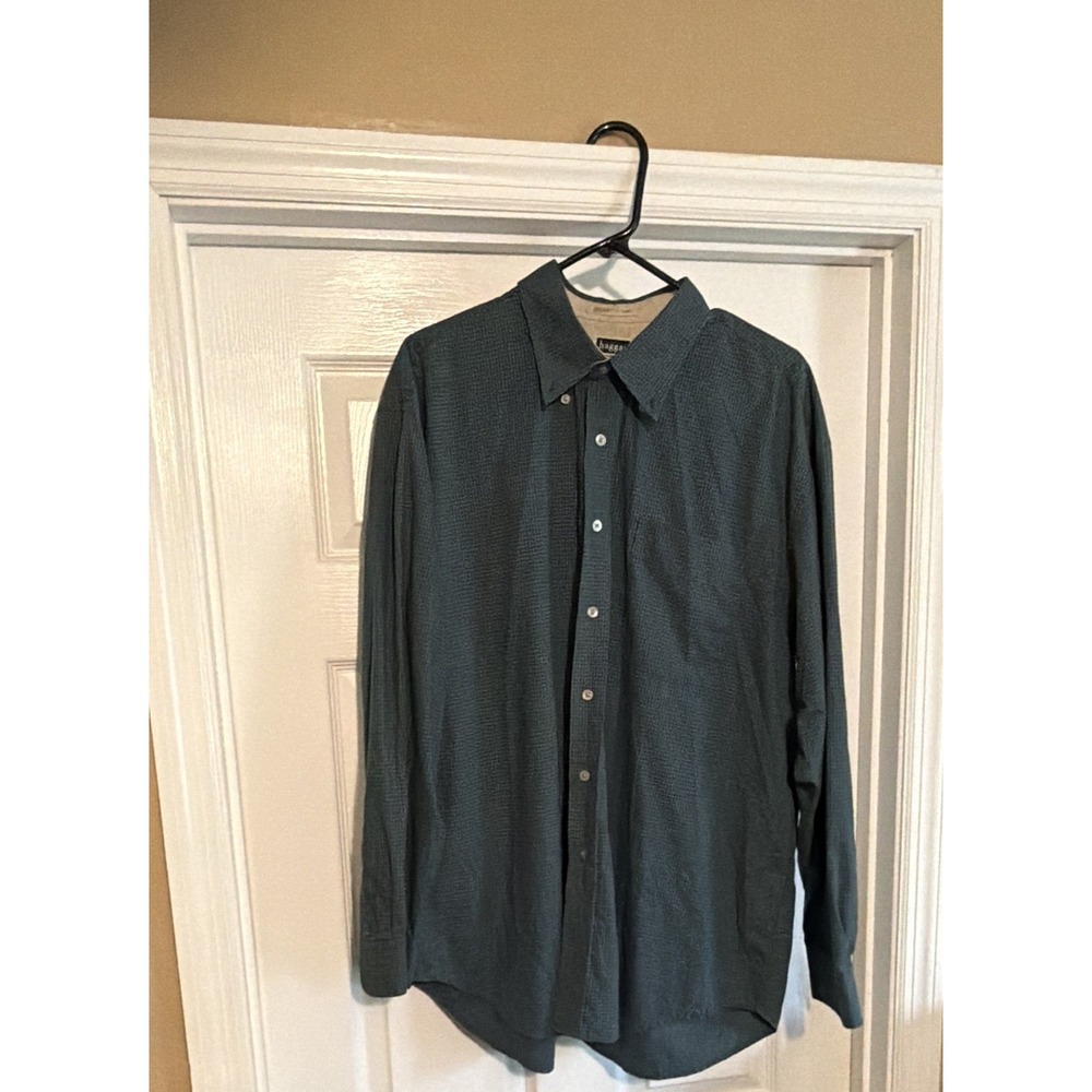 Haggar Forever New Men's XL Green Check Long Sleeve Button Up Shirt - Picture 4 of 9